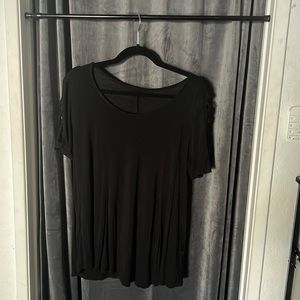 Womens black T-shirt with cute sleeve design